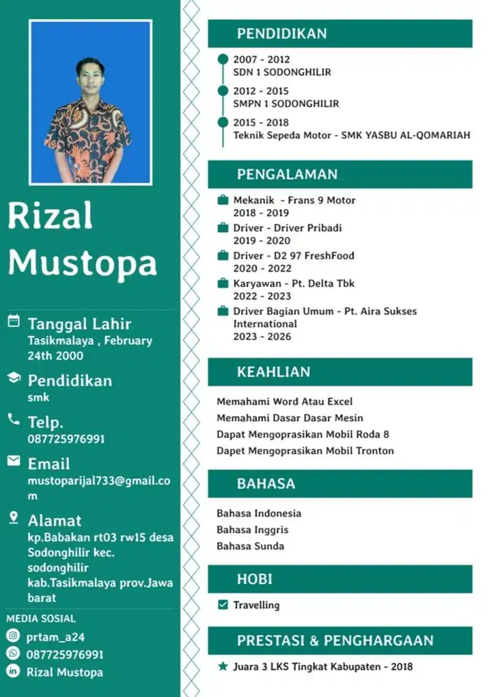 Info loker untuk driver sim A berpengalaman