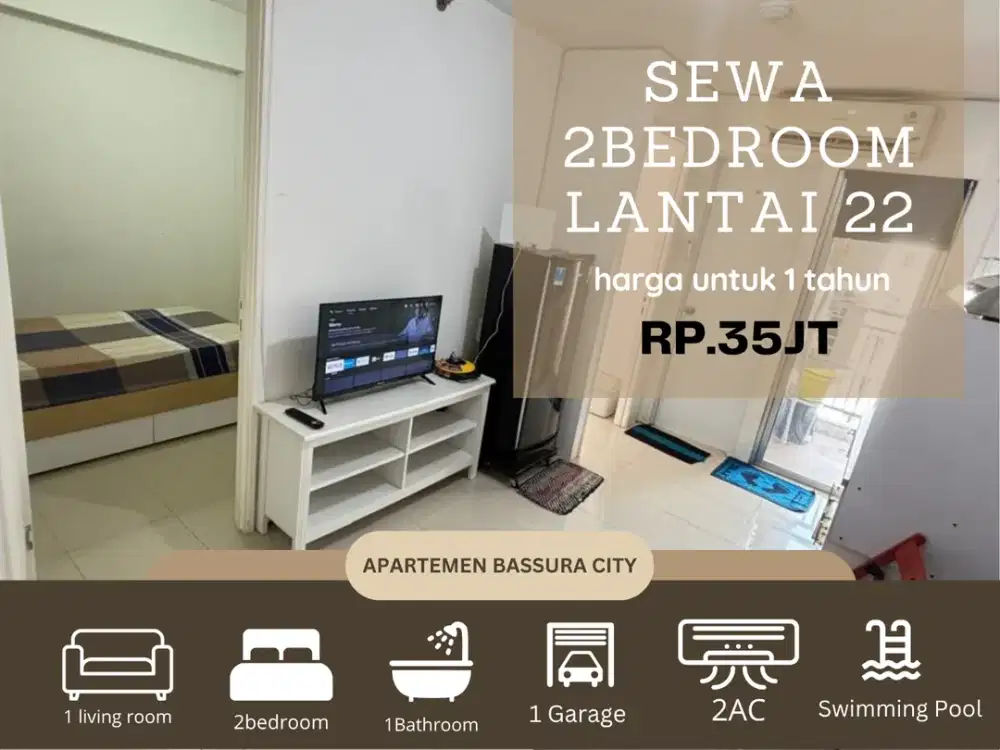 Sewa 2kamar full furnish murah tower terbaru apartemen bassura city