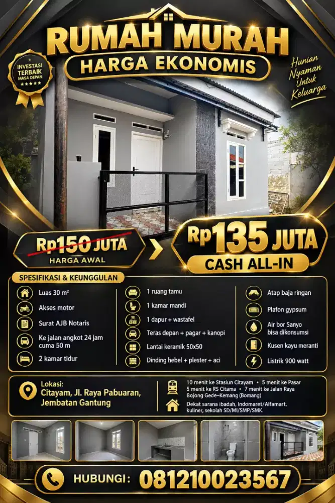 Rumah murah #dijual rumah siap huni dekat stasiun krl citayam