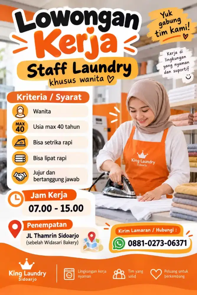 Lowongan tenaga laundry