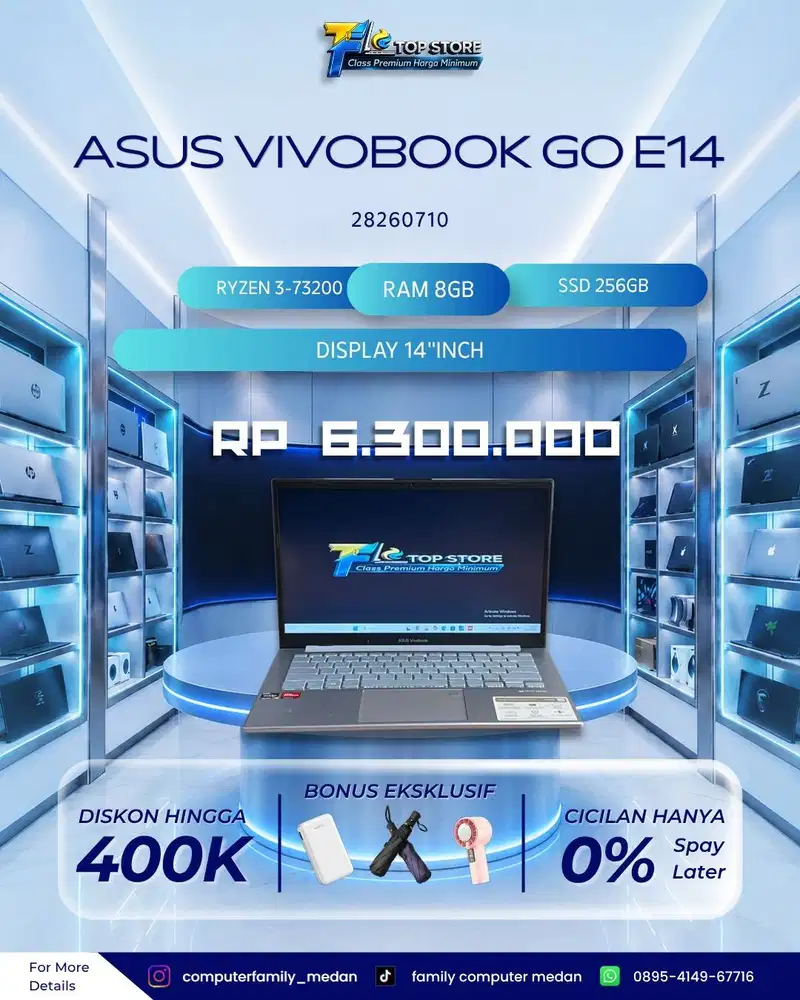 LAPTOP GO E1404FA AMD RYZEN 3 73200 RAM 8GB SSD 256GB