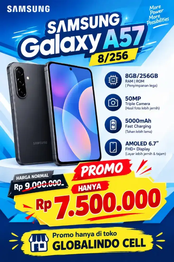 Promo di awal bulan Samsung A57 8/256GB. Bergaransi resmi 1Tahun.