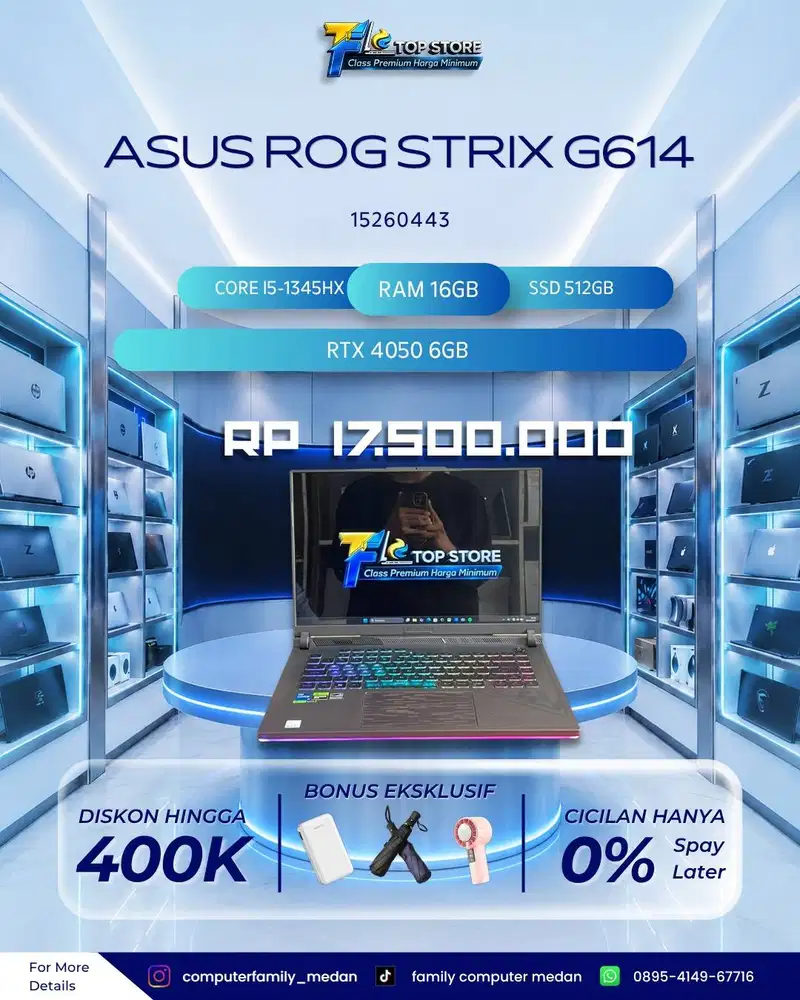 LAPTOP ASUS ROG STRIX G614JU-I545J6G CORE I5-1345HX RAM RAM16GB/512GB