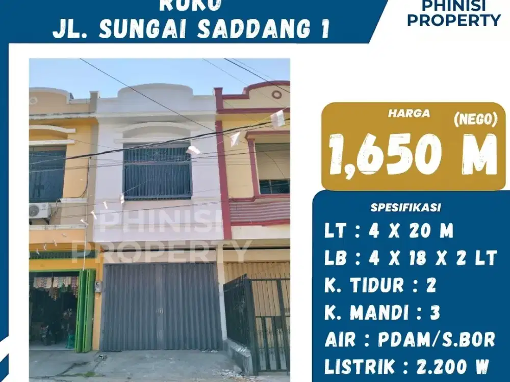 DIJUAL Ruko di Jalan Sungai Saddang 1