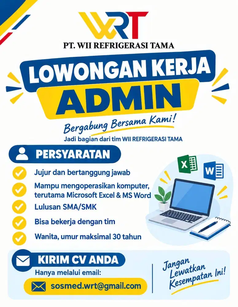 Lowongan Kerja Admin – PT WII Refrigerasi Tama | Jakarta Barat