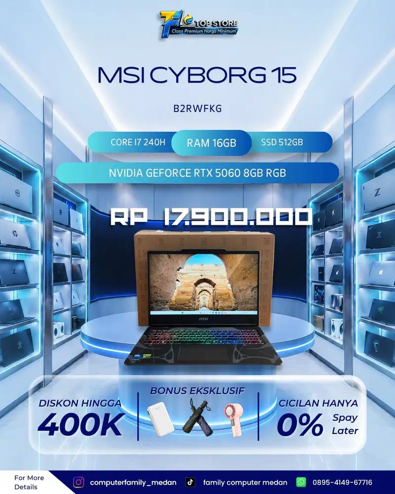 LAPTOP MSI BYBORG 15 B2RWFKG CORE I7 240H RAM 16GB SSD 512GB  RTX 5060