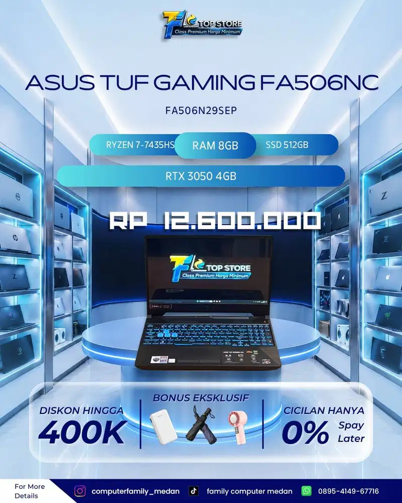 ASUS TUF GAMING FA506 144HZ RYZEN 7-7435HS RAM 8GB SSD 512GB RTX3050