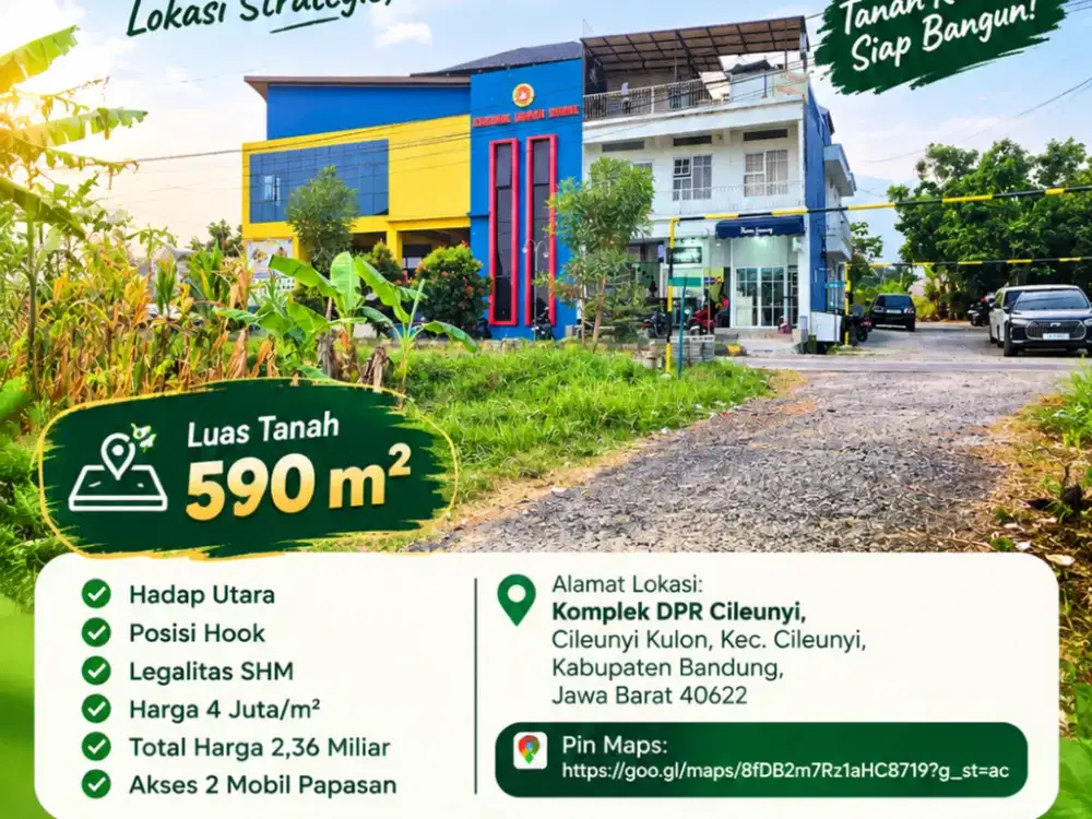 Kavling 590 m² di Komplek DPR Cileunyi – Hook, SHM, 10 Menit ke Tol!