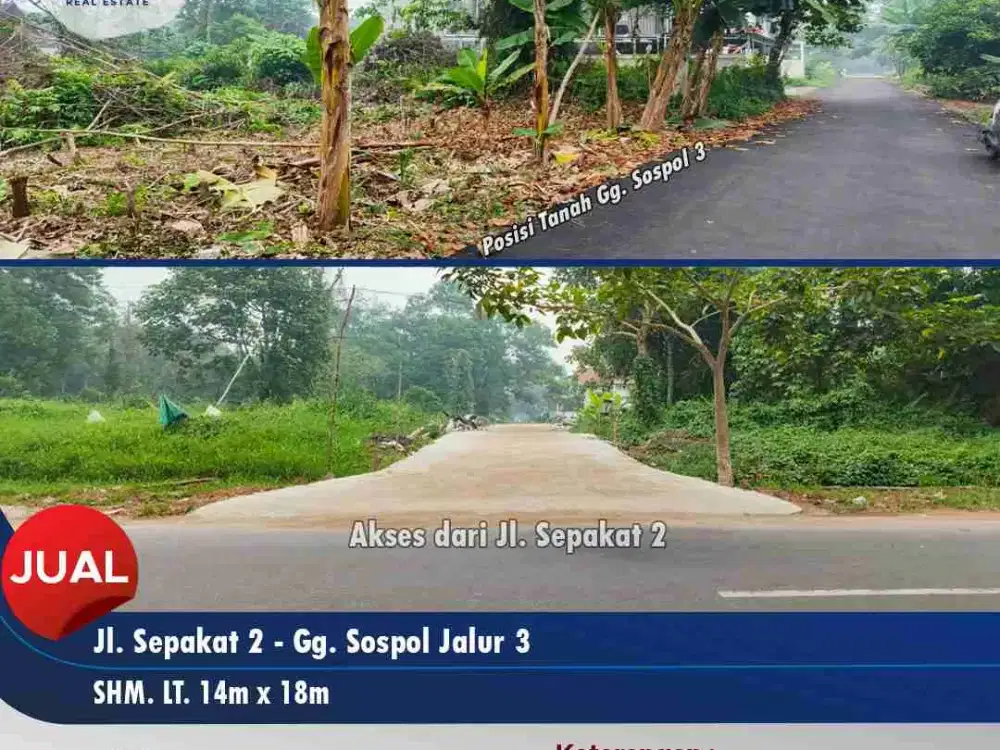 TANAH DI JUAL JL SEPAKAT 2..tanah cocok bangun rumah pribadi. rumah usaha kost/kontrakan..akses mudah. dekat mega mall. untan. kampus muhamadiyah. politeknik