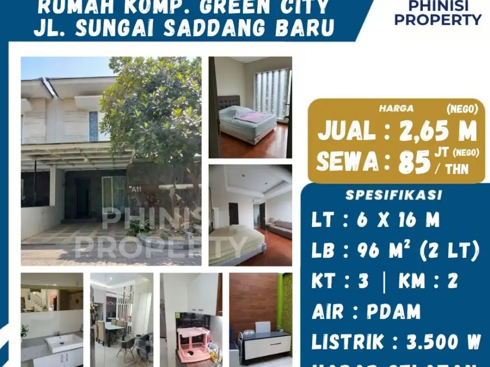 RUMAH 2 LANTAI DI KOMPLEK GREEN CITY – JL. SUNGAI SADDANG BARU, MAKASSAR