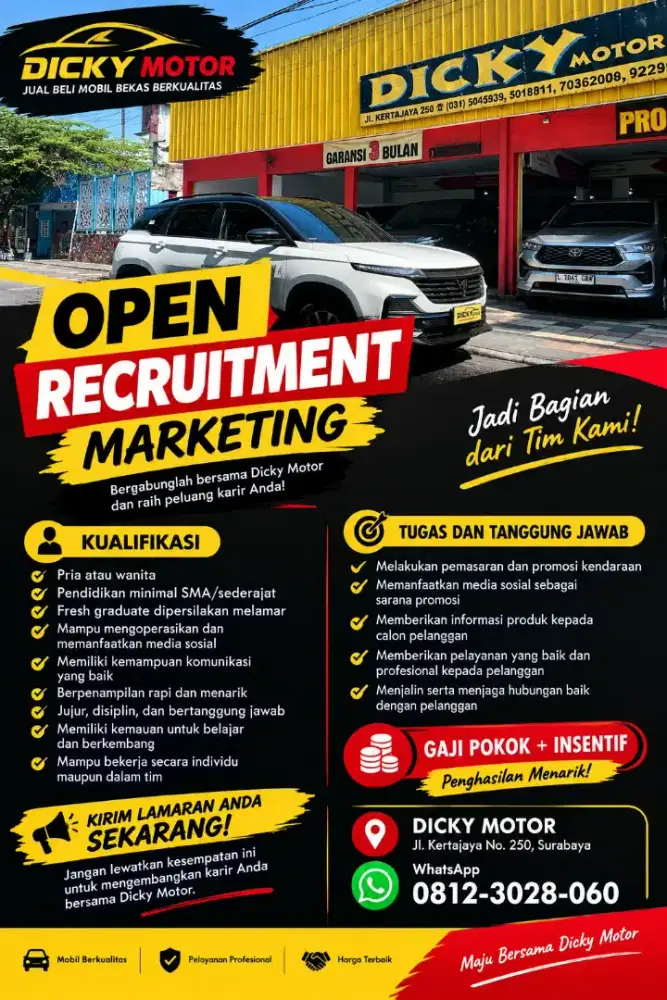 Lowongan kerja showroom mobil - Dicky Motor Surabaya