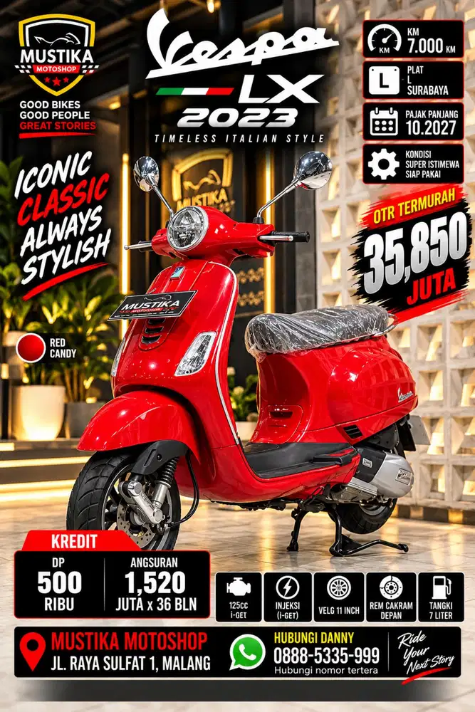 Km 7rb‼️Vespa LX 125 2023. L Sby. DANNY Mustika Malang