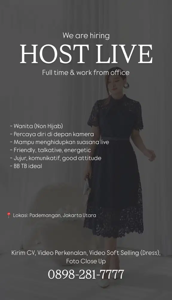 LOWONGAN KERJA HOST LIVE FULL TIME