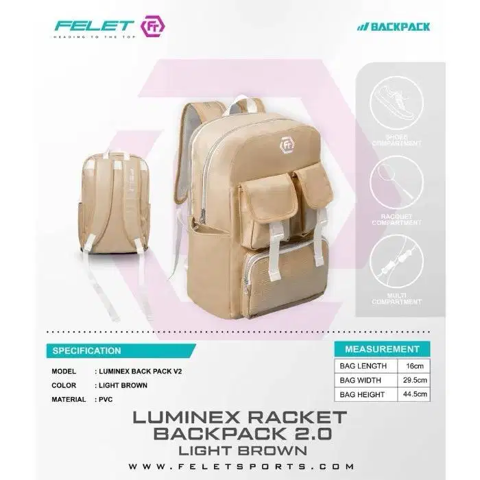 Tas Ransel Badminton Padel Tenis Felet Luminex 2 Baru