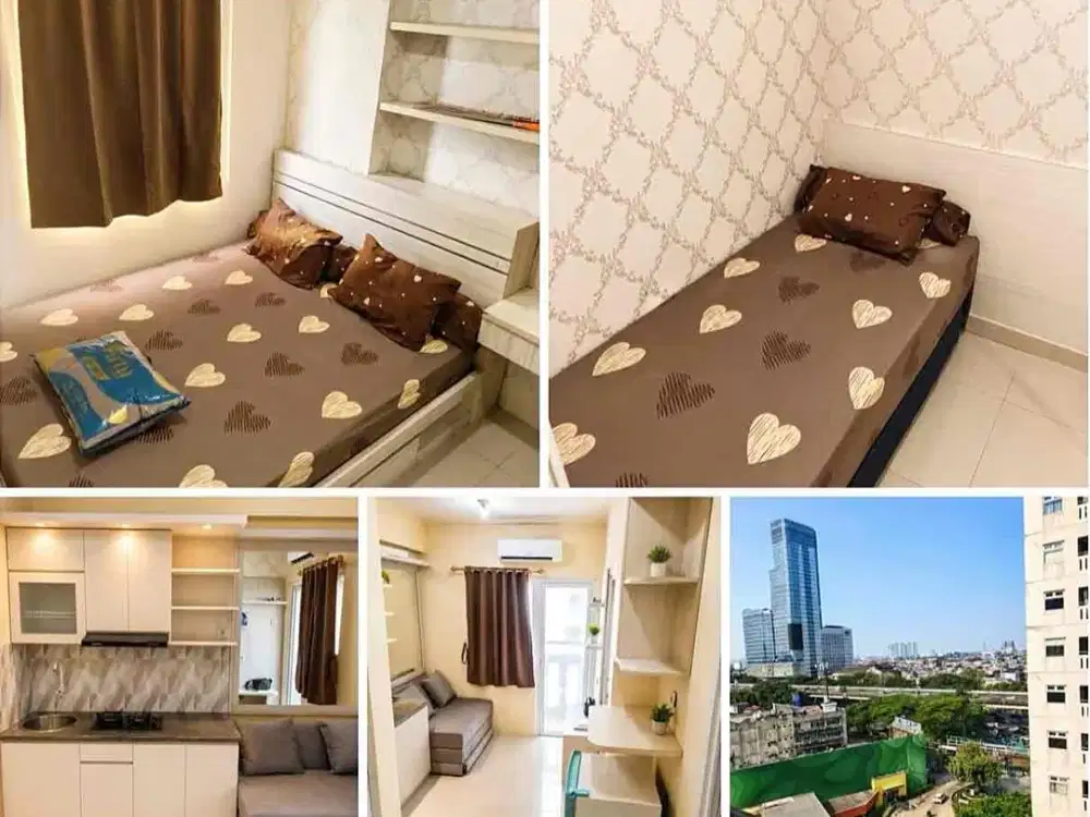 SEWA MURAH!!! Apartemen Green Pramuka City 2BR Full Furnish Lantai Rendah