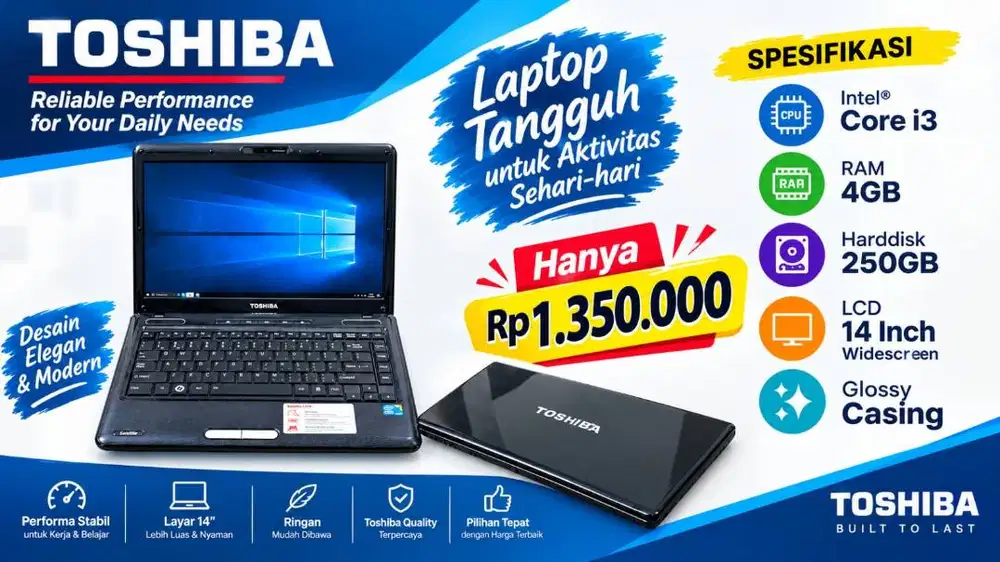 TOSHIBA L510 CORE I3 RAM 4GB HDD 250GB