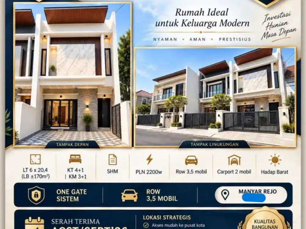 Dijual Rumah Gress Manyar Rejo  Minimalis Siap Huni