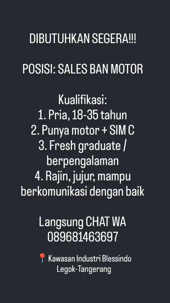 Loker Sales Tangerang