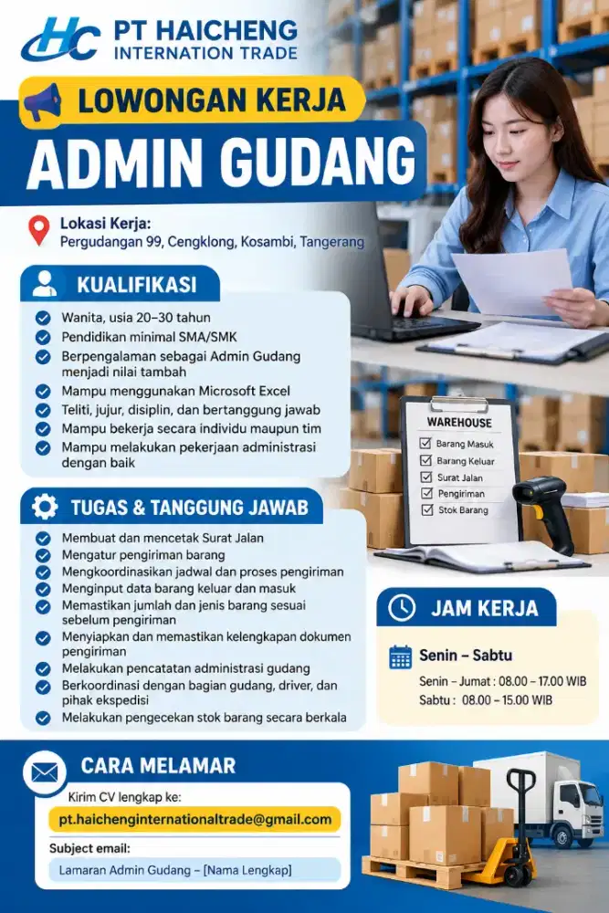 Lowongan ADMIN GUDANG