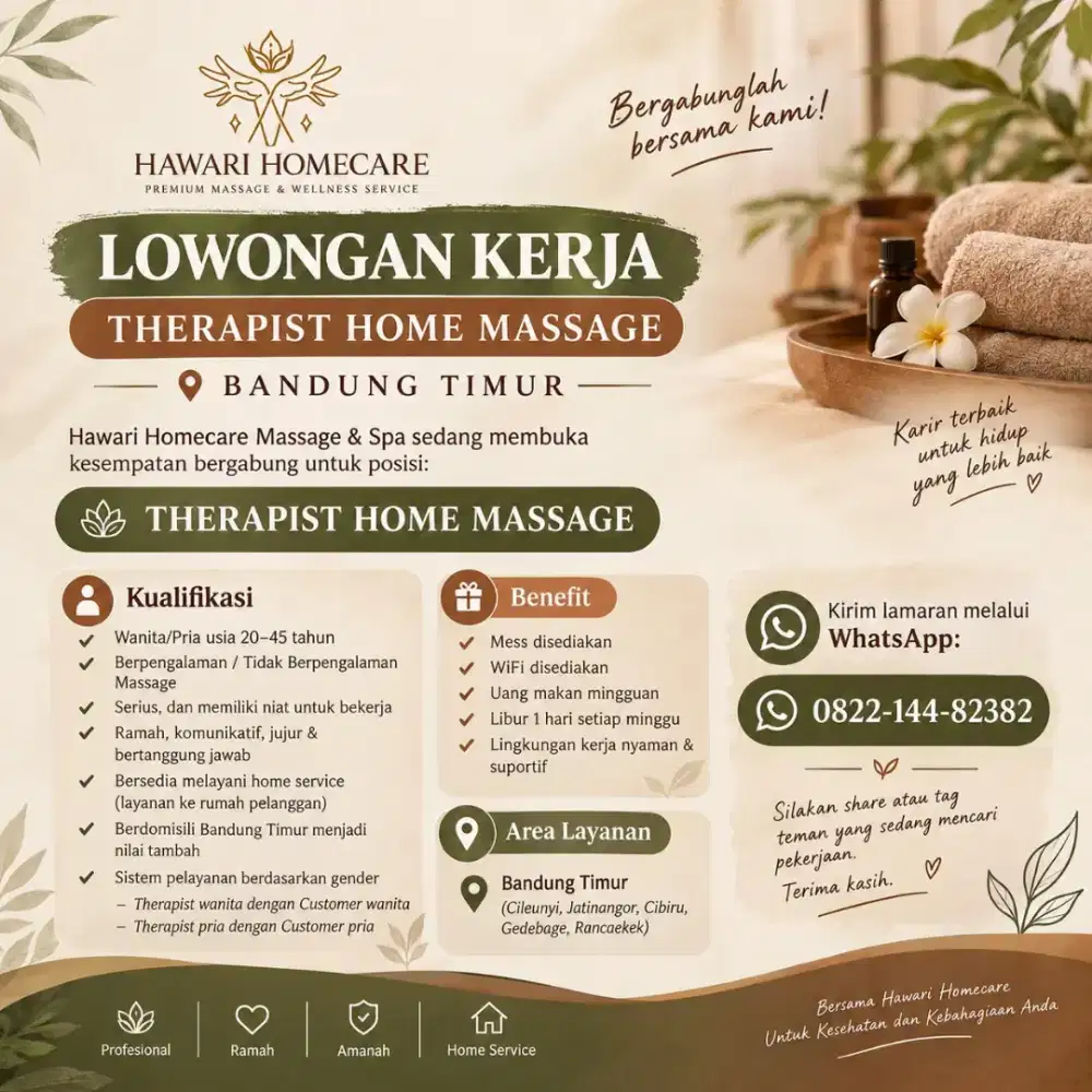 LOWONGAN KERJA TERAPIST HOMECARE BANDUNG TIMUR