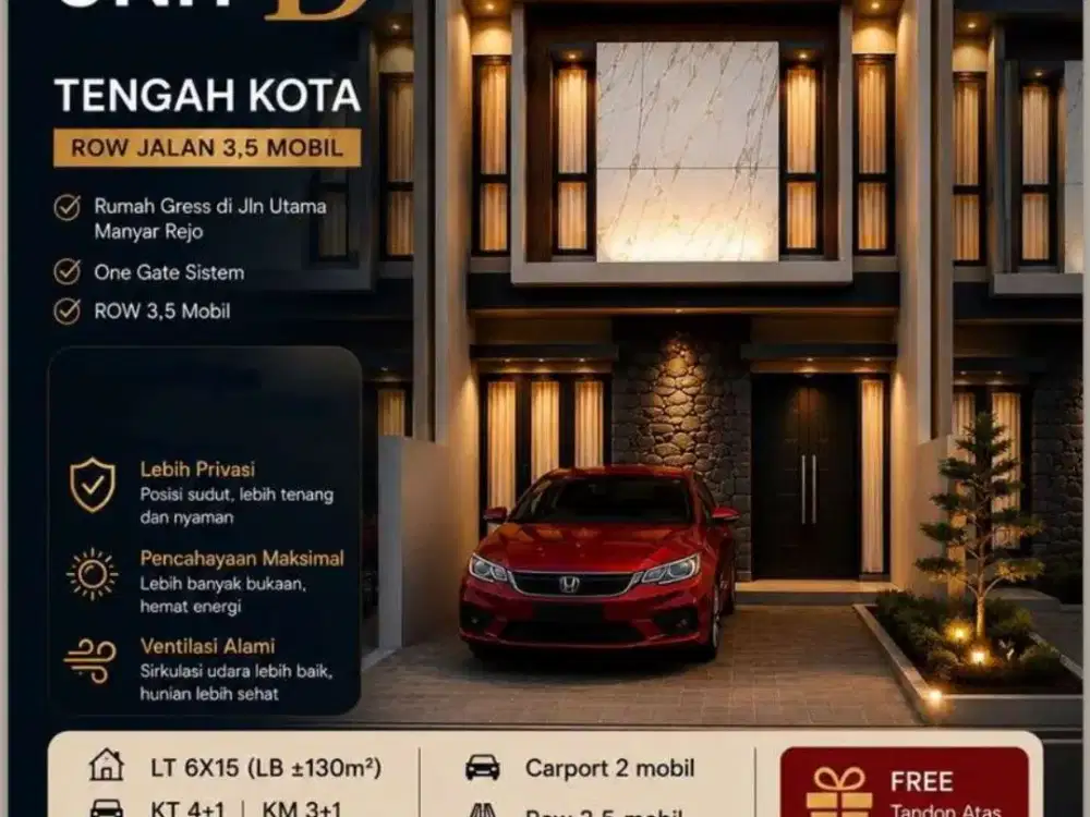 Dijual Rumah Gress Manyar Rejo  Minimalis Siap Huni