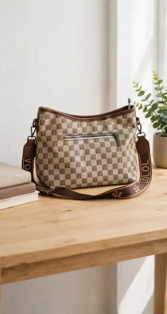 Tas Selempang Wanita Sling Bag Motif Kotak Preloved
