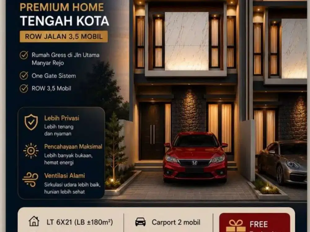 Dijual Rumah Gress Manyar Rejo  Minimalis Siap Huni
