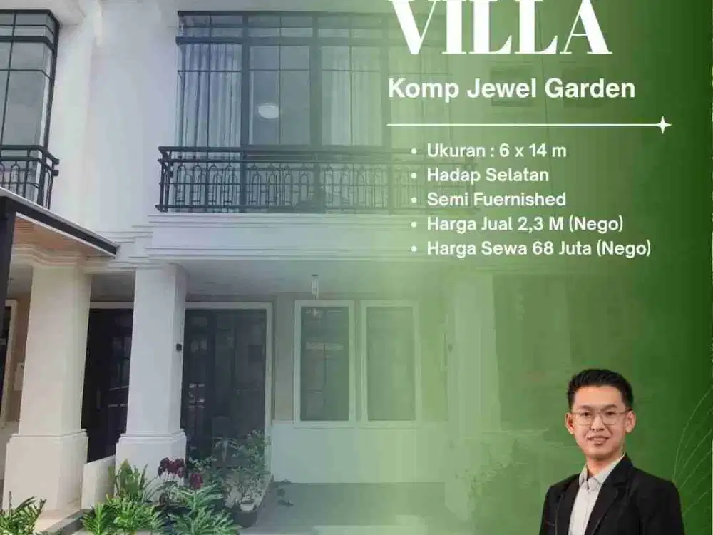 DIJUAL/DISEWAKAN VILLA CANTIK SEMI FURNISHED DI KOMPLEK JEWEL GARDEN - Daerah Pancing