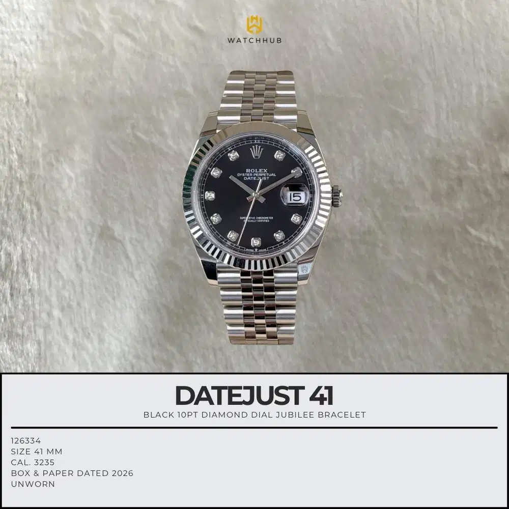 Rolex Datejust 41 Black 10PT Diamond 126334