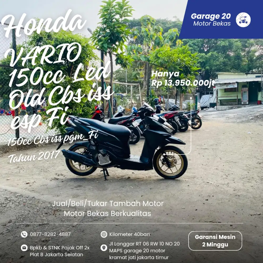 Honda Vario 150cc Cbs iss esp Fi Tahun 2017 Pajak Off