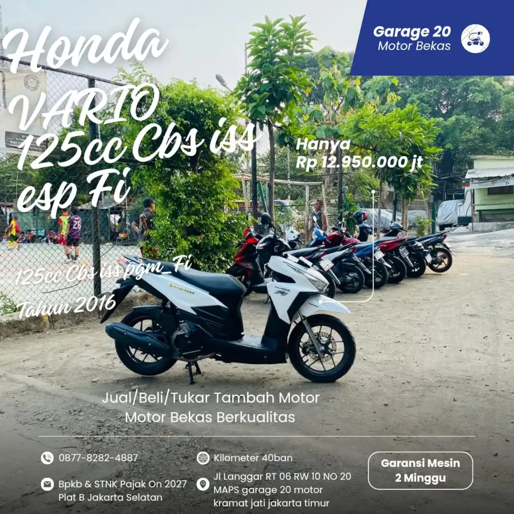 Honda Vario 125cc Cbs iss Esp Fi Tahun 2016 Pajak Hidup