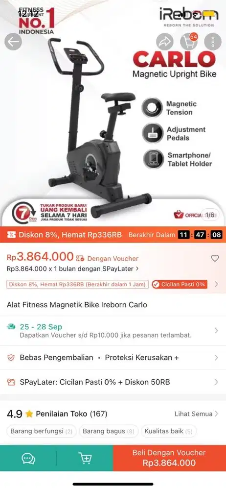 Sepeda Statis iReborn Gym Fitness Olahraga