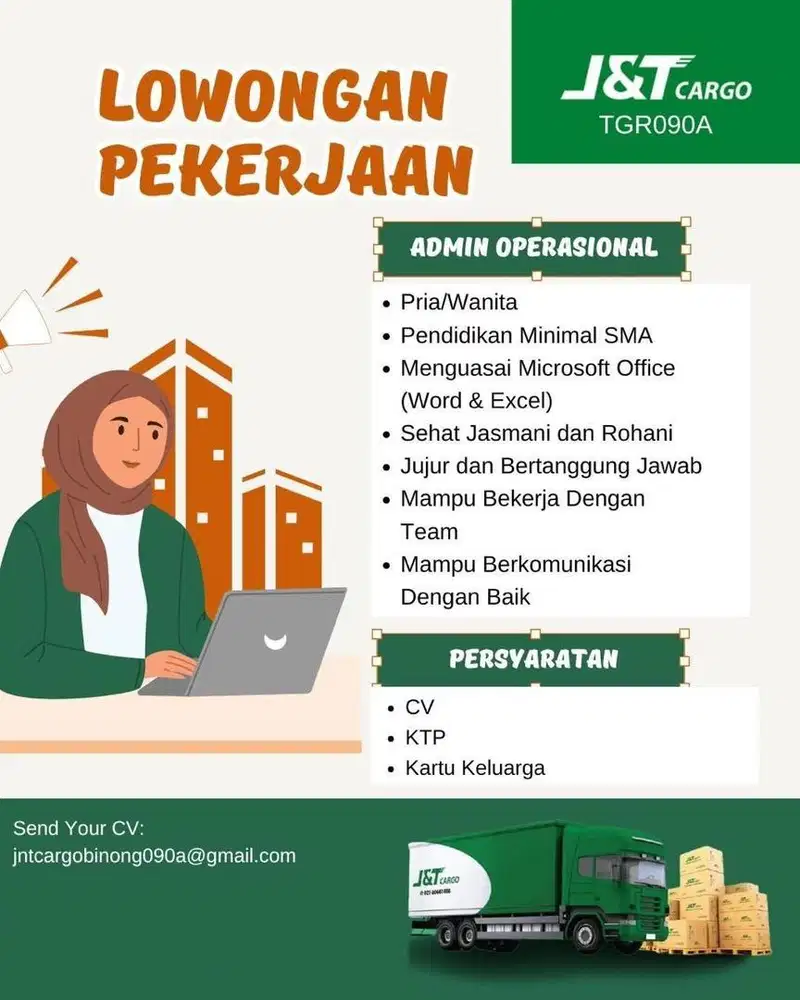 Lowongan Kerja Admin J&T Cargo TGR090A