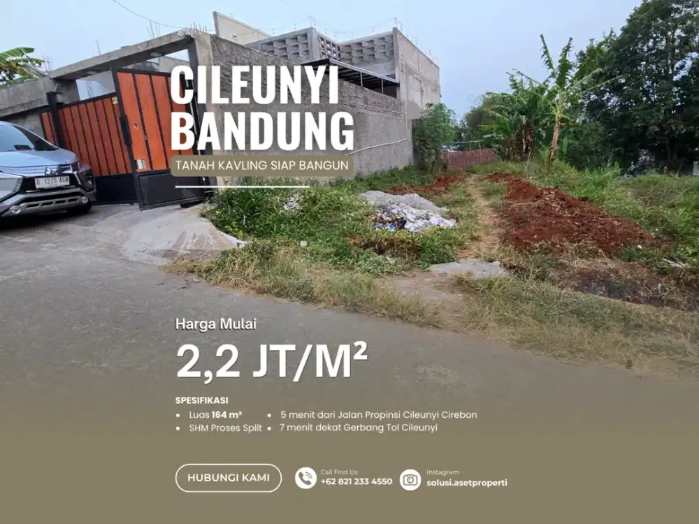 Tanah 164 m² SHM Promo Cash 360.8 Juta Cileunyi Dekat Tol & Kampus Jatinangor Siap Bangun