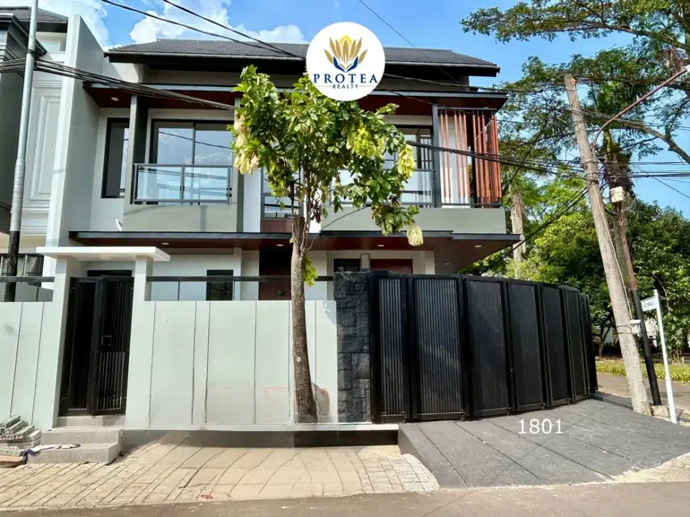 Rumah Minimalis Modern, Samping Taman di Griya Loka BSD