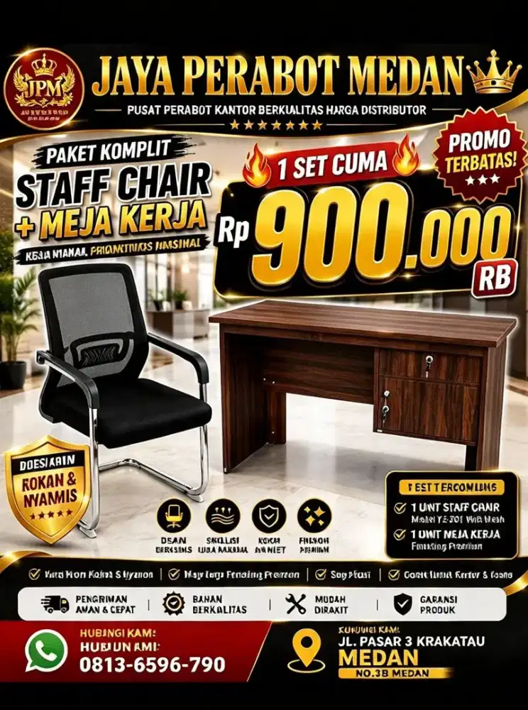 SET MEJA+KURSI KANTOR / GURU TERMURAH PROMO