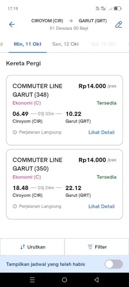 tiket kereta comuter line garut