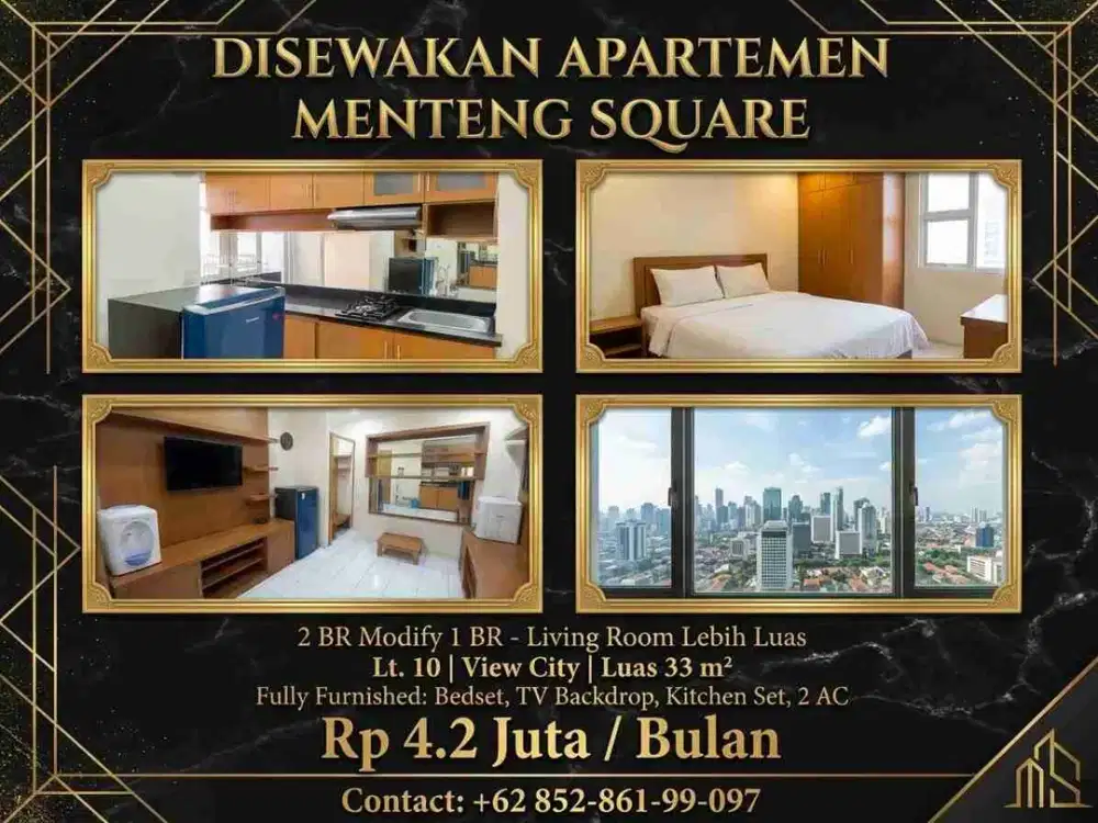 Apartemen Menteng Square Jakpus disewakan bulanan termurah 2 BR modify 1 BR