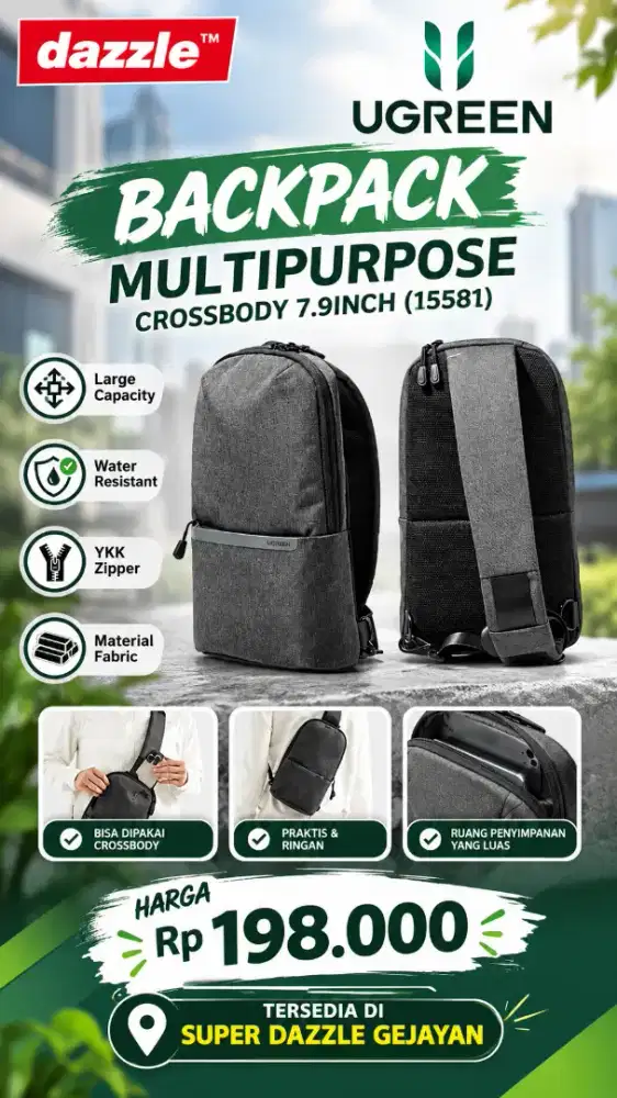 UGREEN BACKPACK MULTIPURPOSE CROSSBODY 7.9INCH (15581)