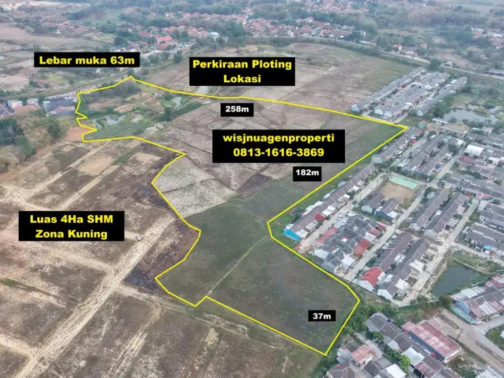 Tanah Permukiman Zona Kuning Pinggir Jalan Kabupaten di Wibawamulya Cibarusah Kab bekasi dekat Tol Japek 2