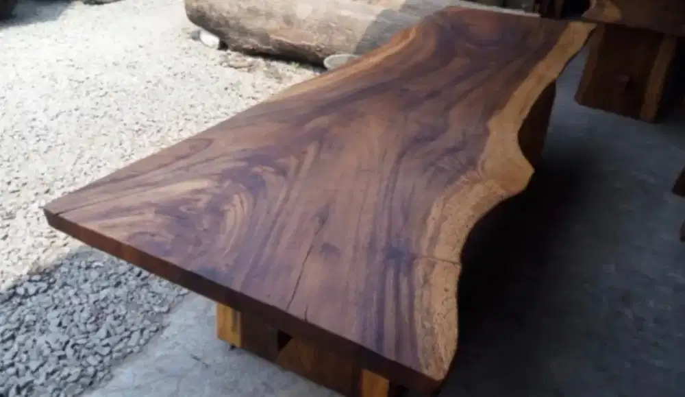 Meja tamu / meja teras kayu utuh antik unik alami