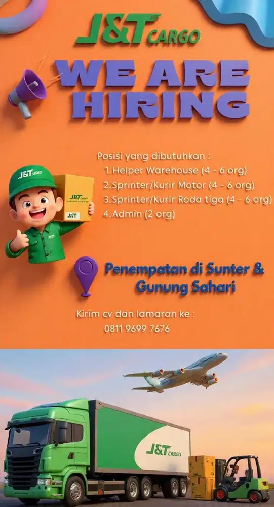 Loker Helper, Kurir Motor, Kurir, Admin Ekspedisi