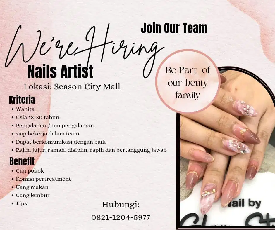 Dibutuhkan segera karyawati nailart,eyelash dan sulam