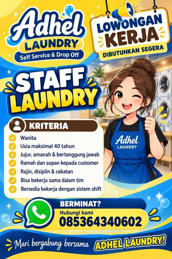 Lowongan kerja di laundry self service