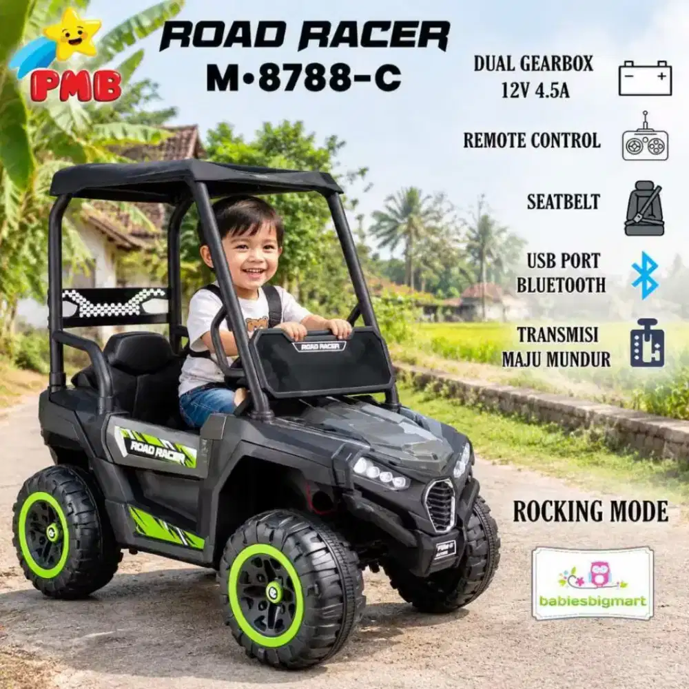 Promo Hnya 1unit Mobil Aki Jeep Road racer bergaransi mesin 6bln
