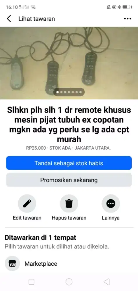 Slhkn plh slh 1 dr remote khusus mesin pijit tubuh ex copotan murah2