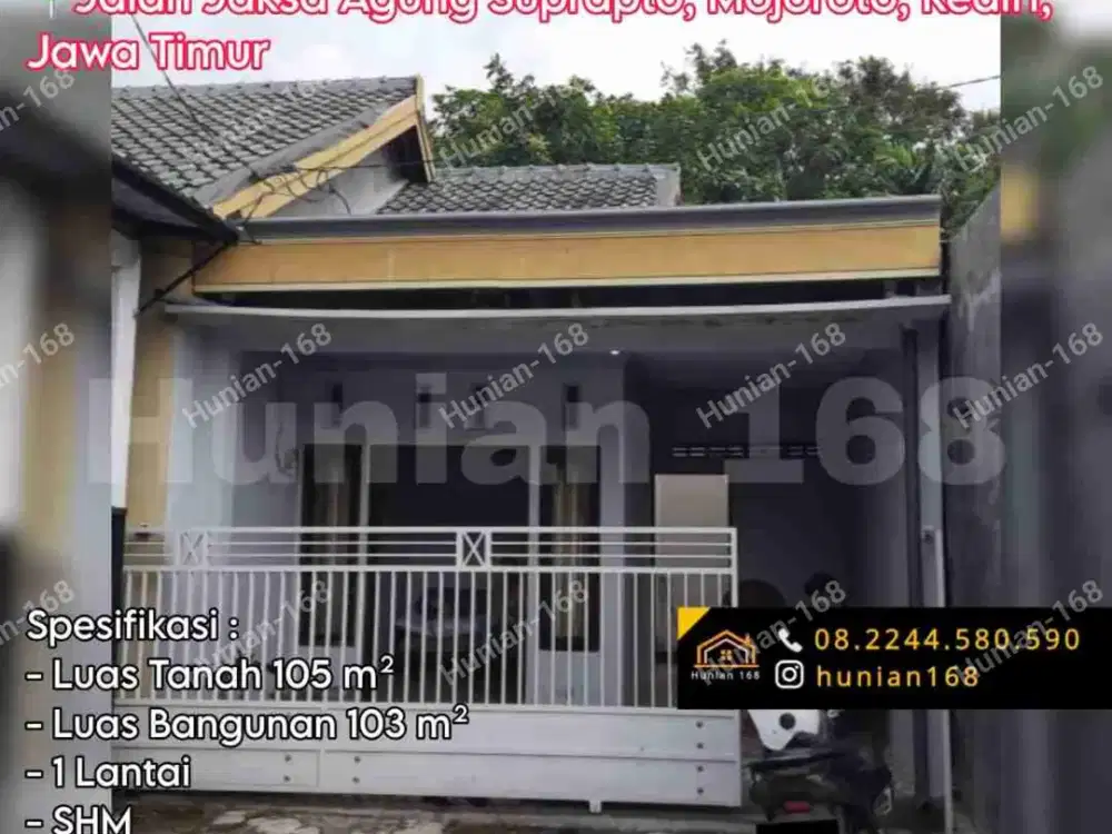 Jual Rumah Mojoroto Kediri Kota Jawa Timur Brantas Jalan Jaksa Agung Suprapto KH Wachid Hasyim