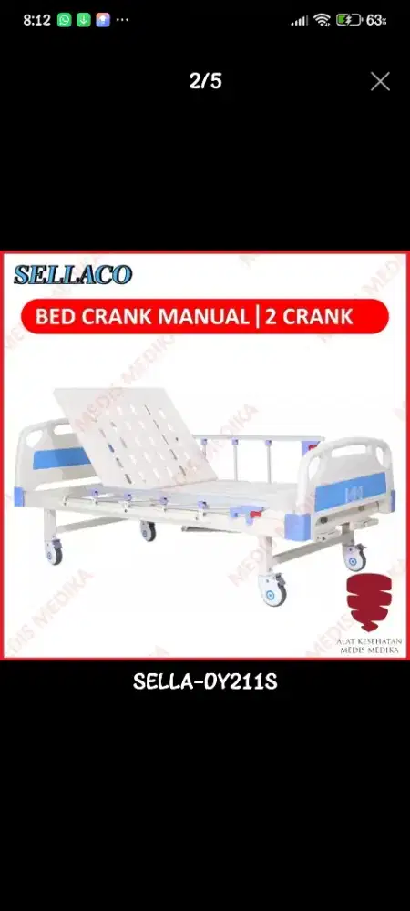 RANJANG BED RUMAH SAKIT MERK SELLA 2 CRANK