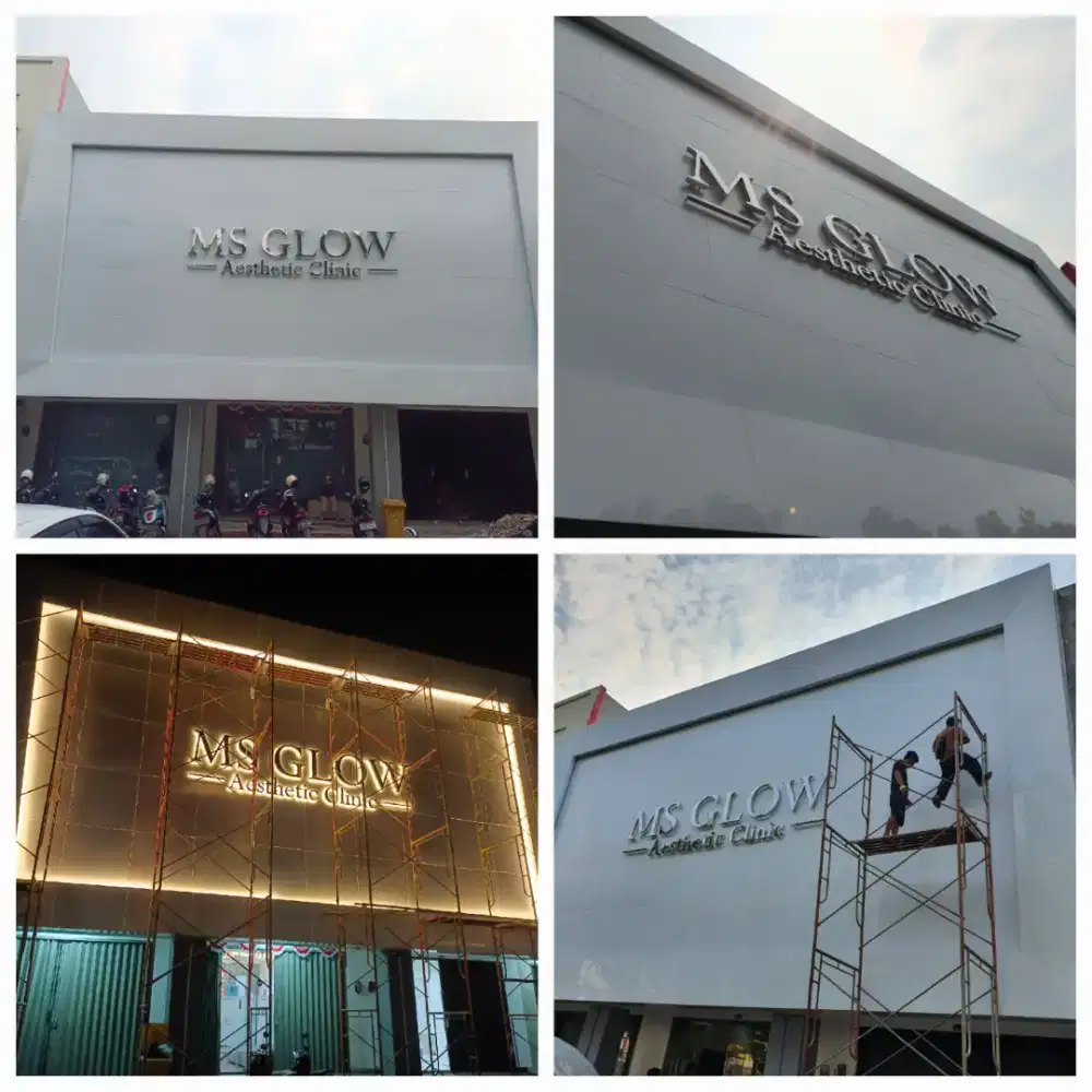 Custom Facade and Branding. Fasad ACP. Cladding. Huruf Timbul Neon Box