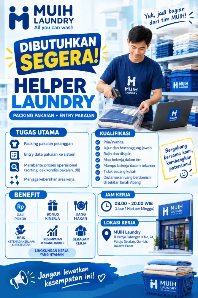 Lowongan Kerja Helper Laundry